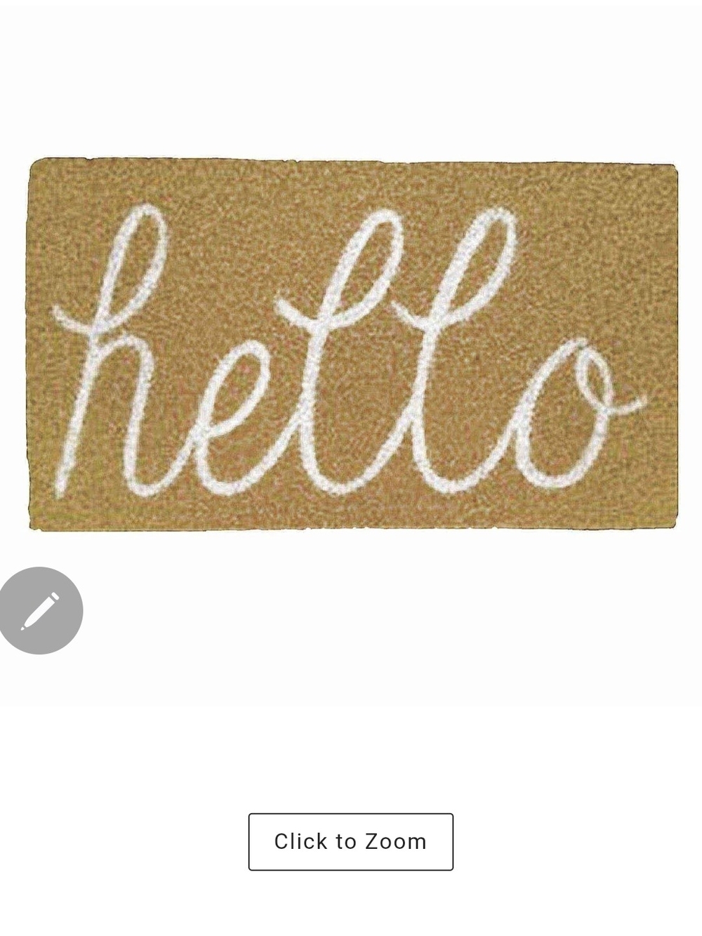 NWT At Home 'Hello' Coir Doormat in Natural with White Script Sz 30" L